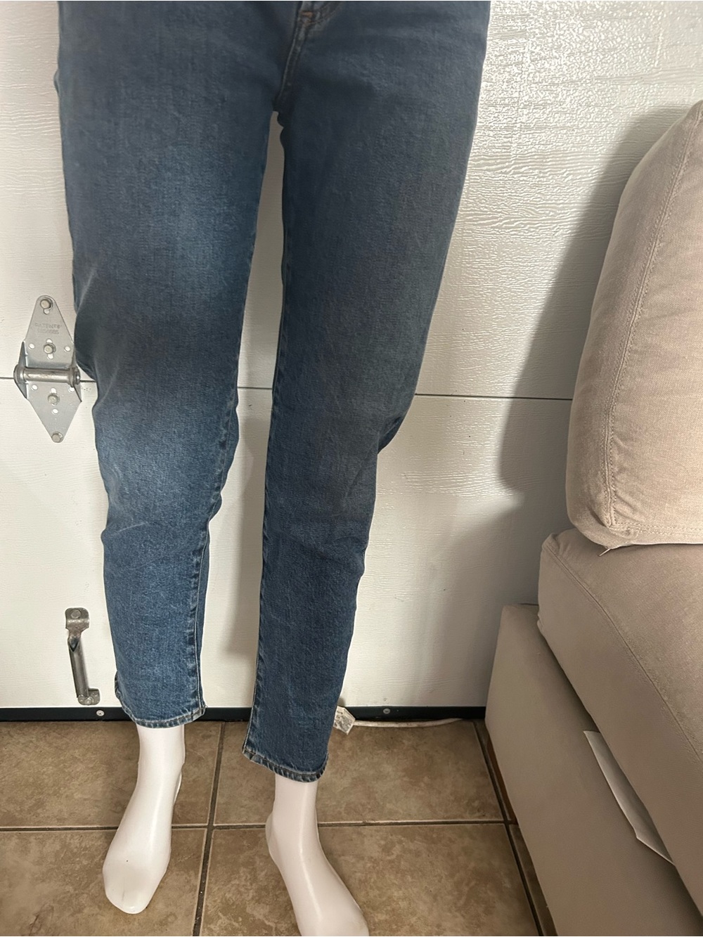 Agolde Dark Blue Cropped High-Rise Jeans - Picture 3 of 7